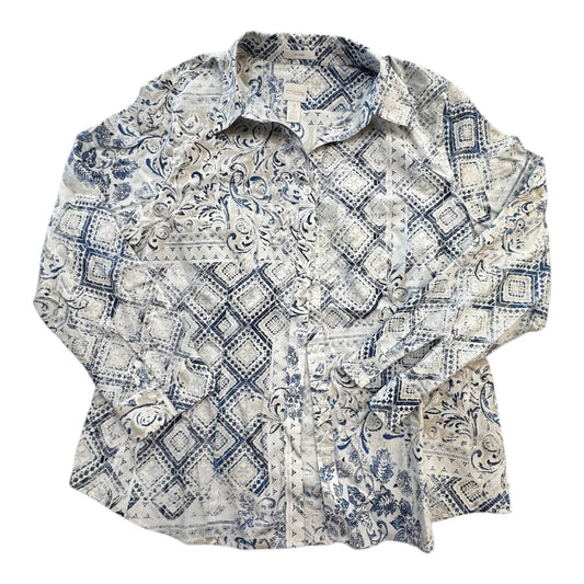 Top Ls By Chicos In Blue & White, Size:16