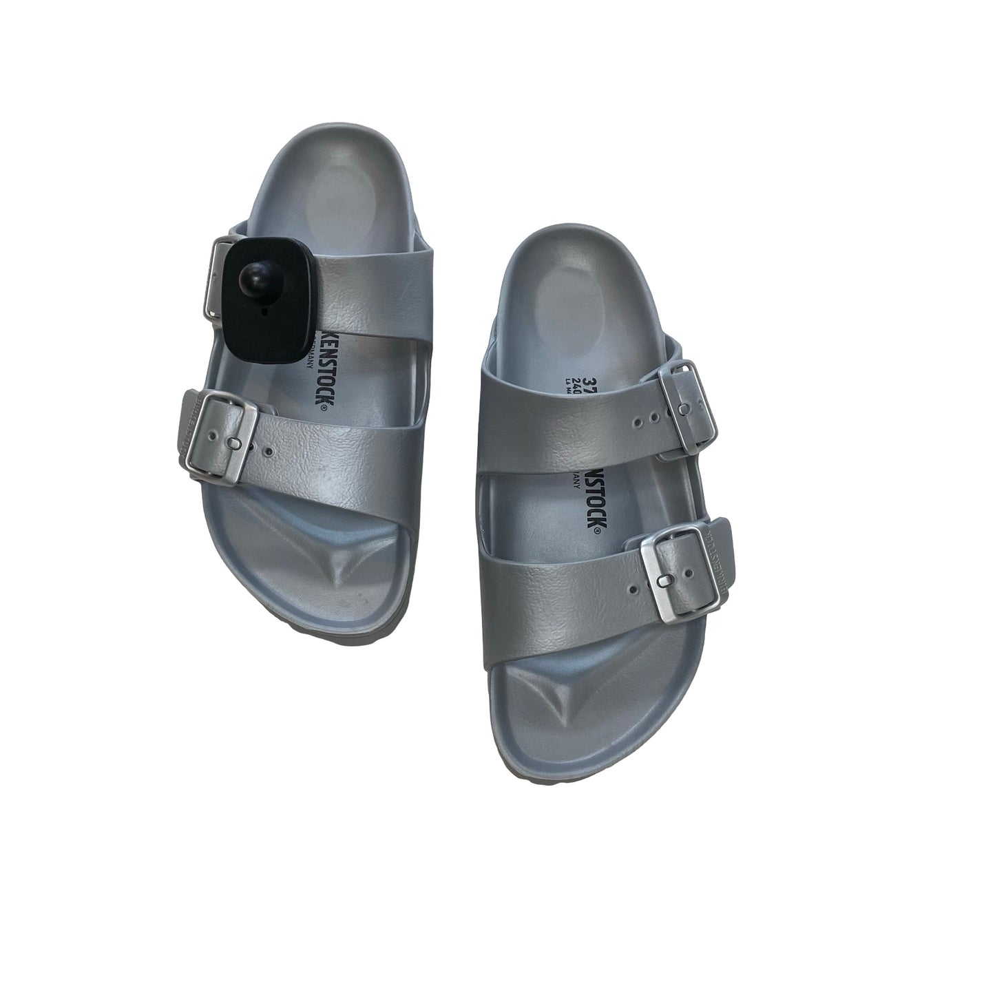 Sandals Designer By Birkenstock In Silver, Size:6