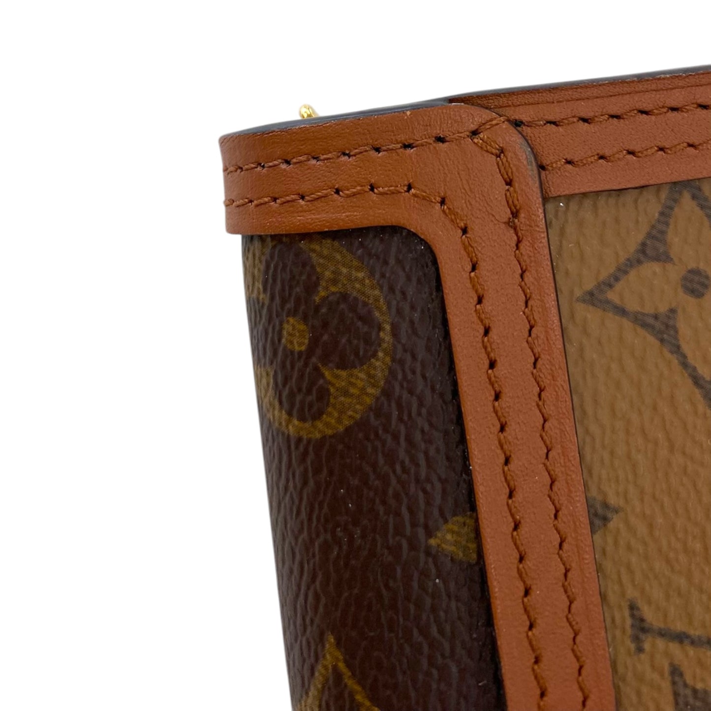 Dauphine Compact Wallet Luxury Designer By Louis Vuitton In Brown & Gold, Size:Small