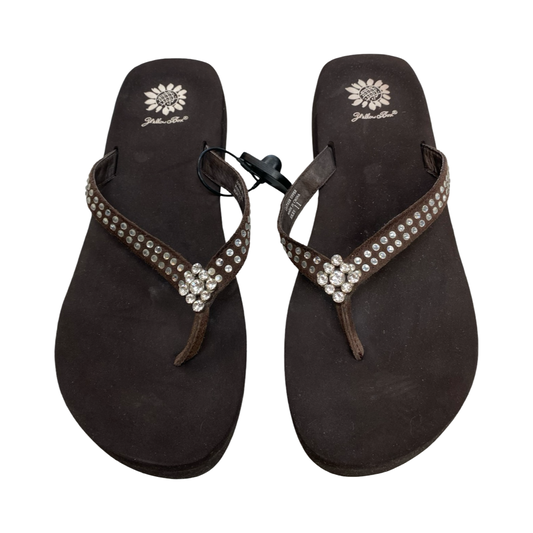 Sandals Flip Flops By Yellow Box In Brown, Size:11