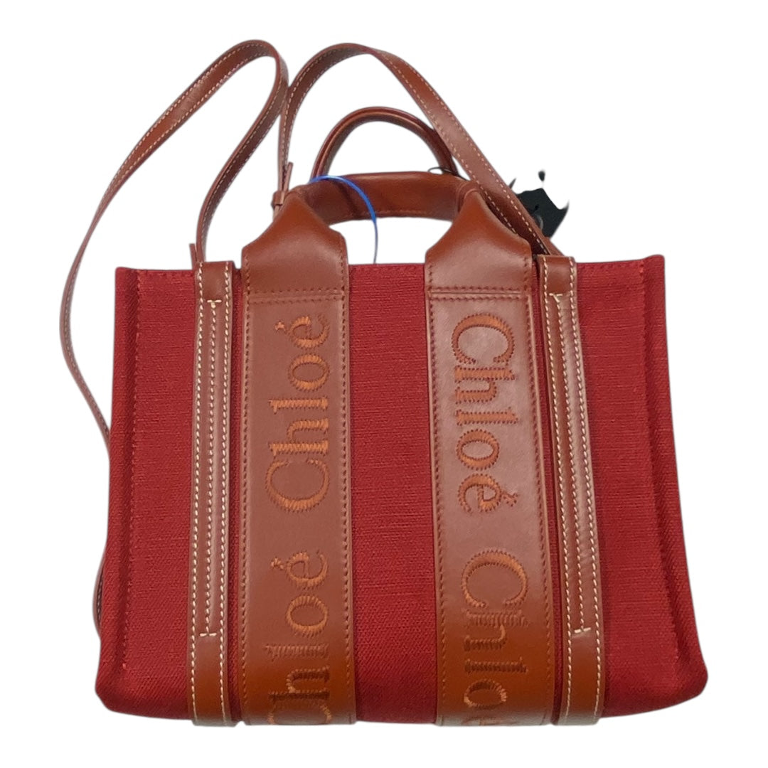 Handbag Luxury Designer By Chloe In Brown & Red, Size:Small
