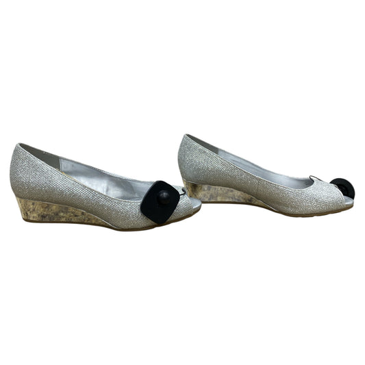 Shoes Heels Wedge By Bandolino In Silver, Size:7.5