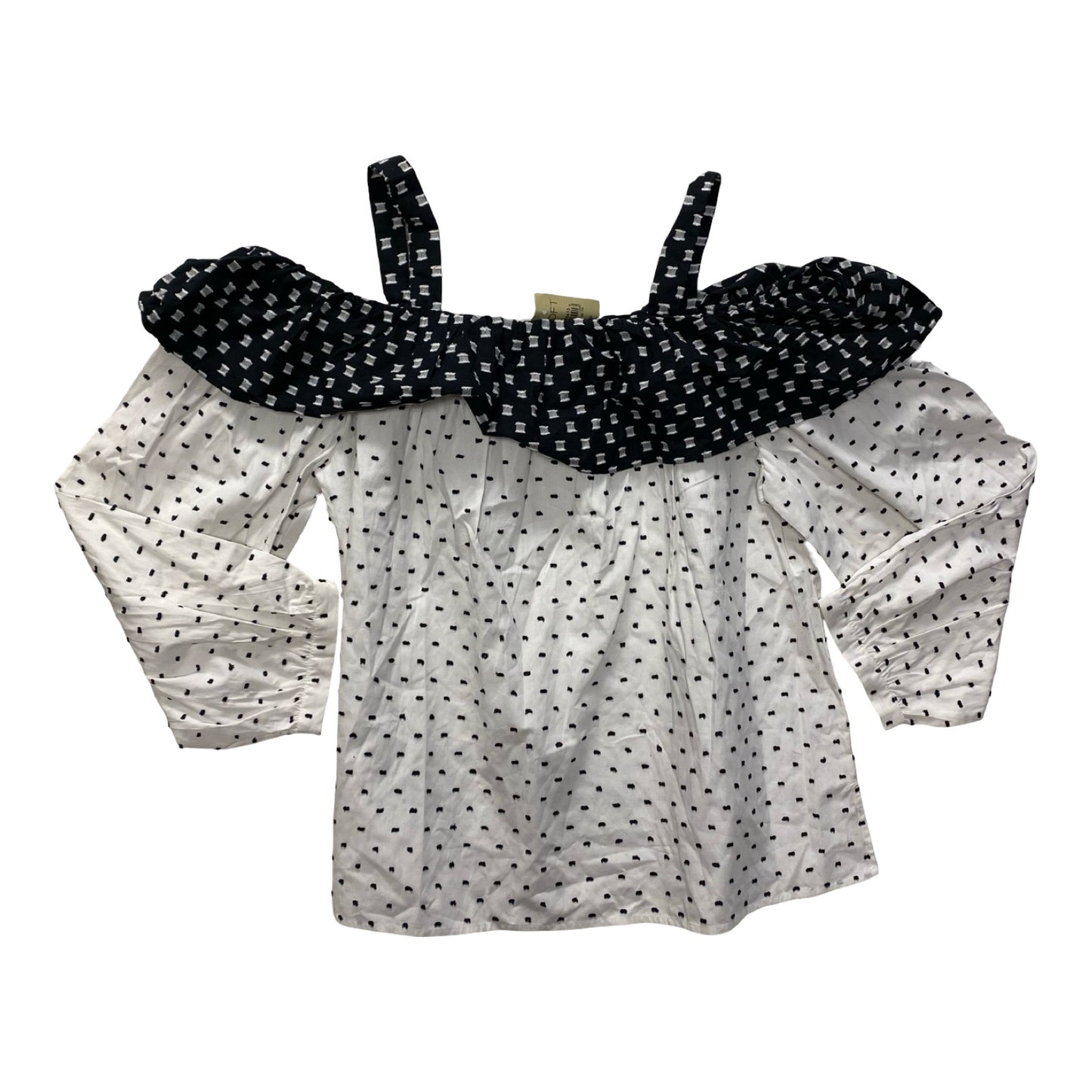 Top 3/4 Sleeve By Loft In Black & White, Size:Mp