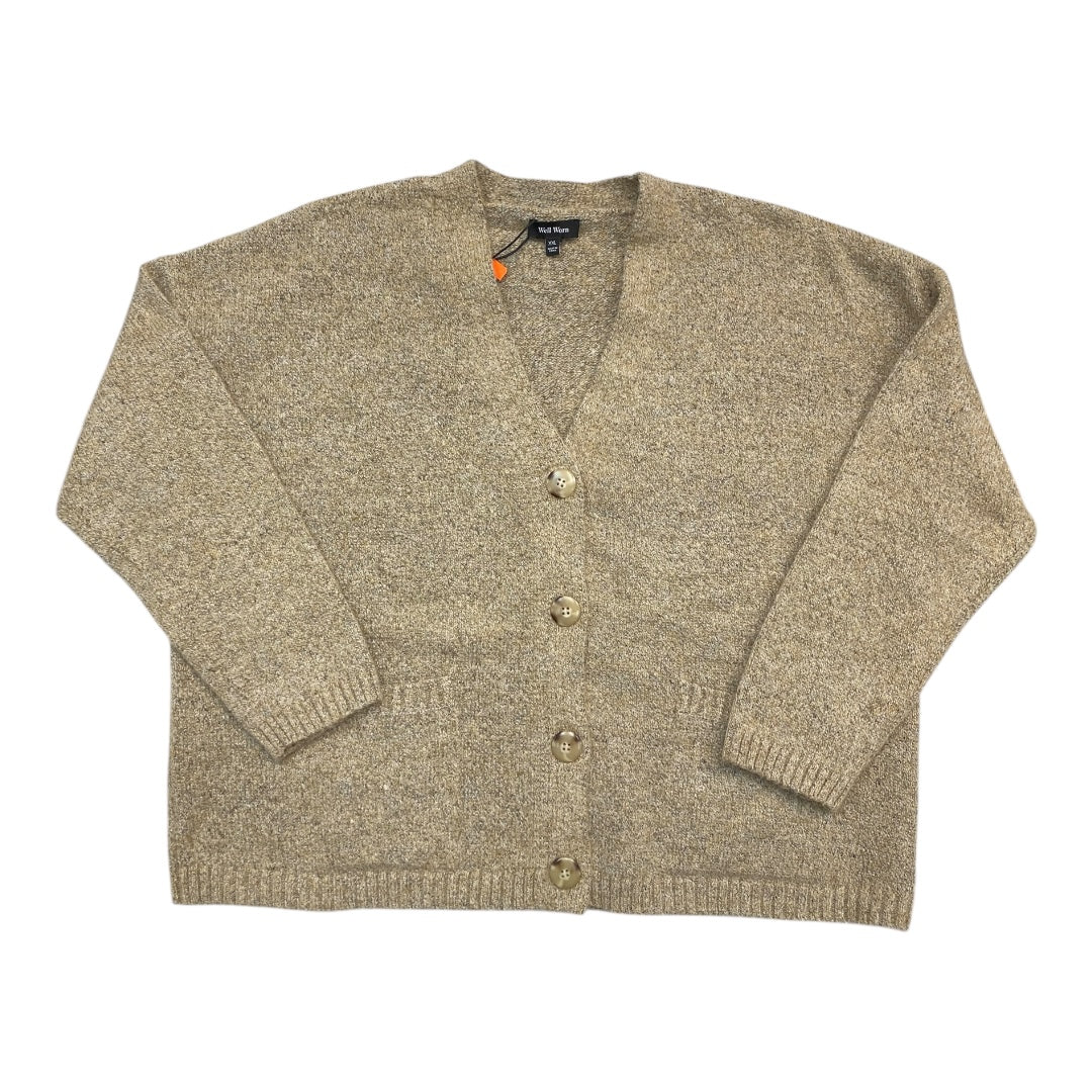 Sweater Cardigan By Well Worn In Taupe, Size:Xxl