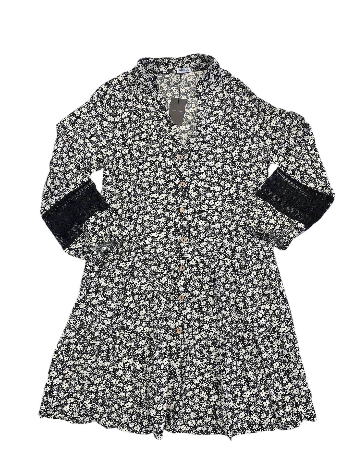 Dress Casual Midi By Cmc In Black & White, Size:M