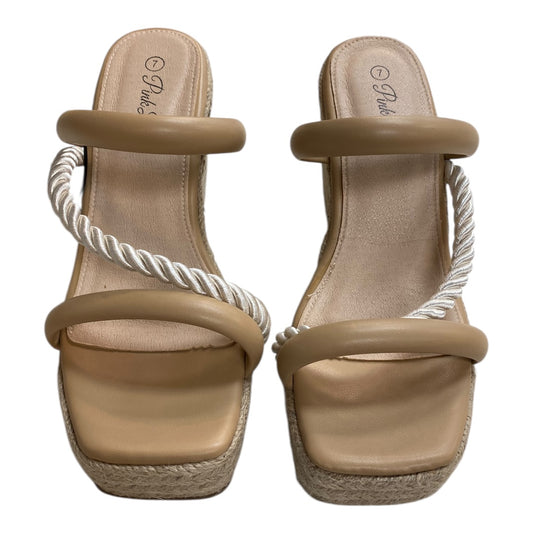 Sandals Heels Wedge By Pink Lily In Brown, Size:7