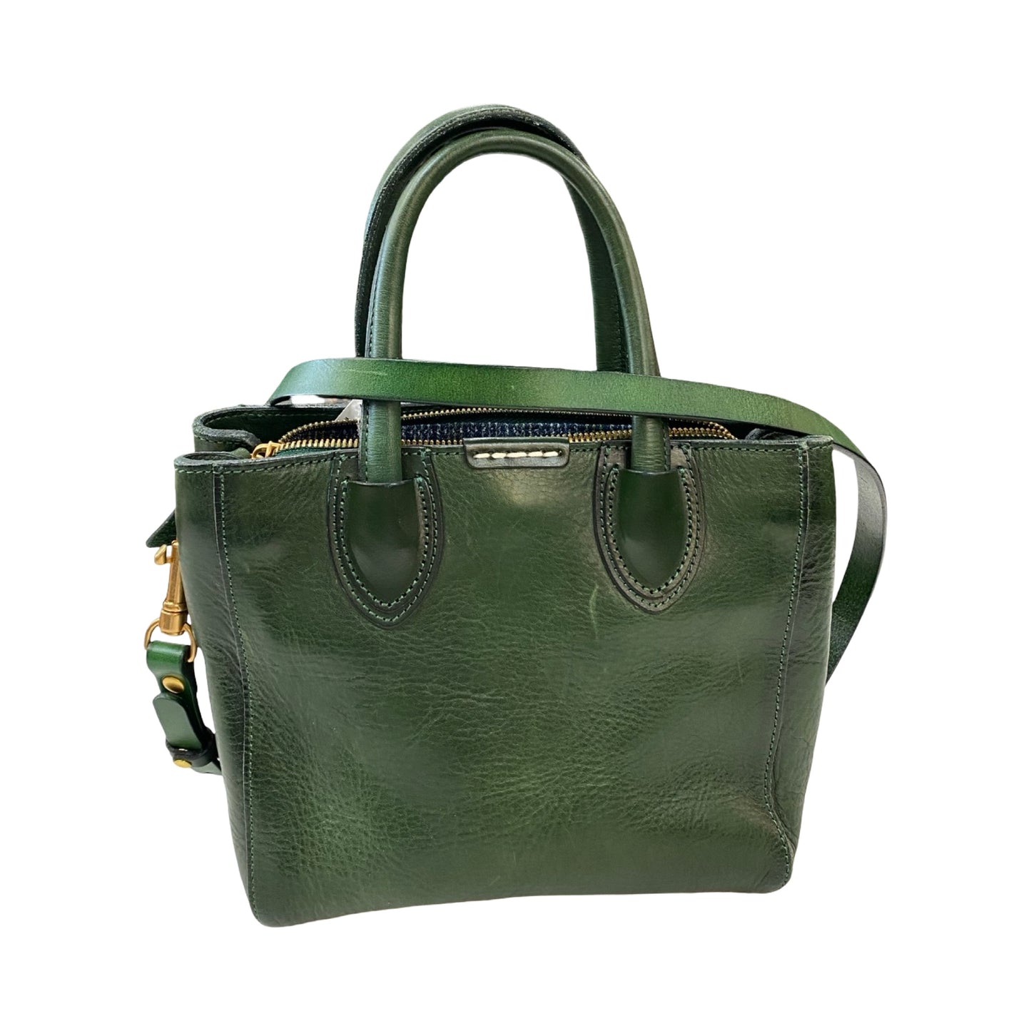 Handbag Leather By Cmc In Green, Size:Medium