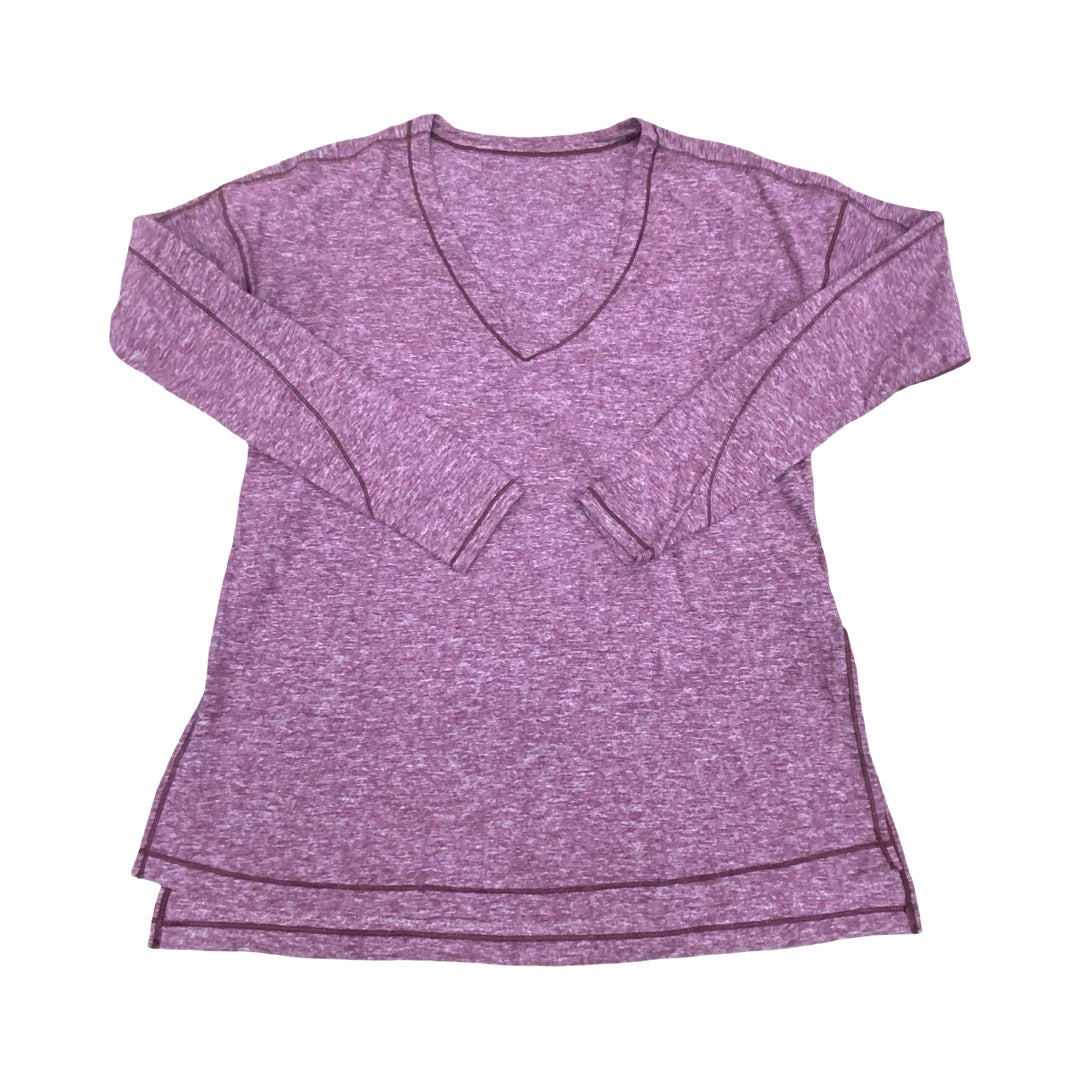 Athletic Top Ls Collar By Lululemon In Pink, Size:L