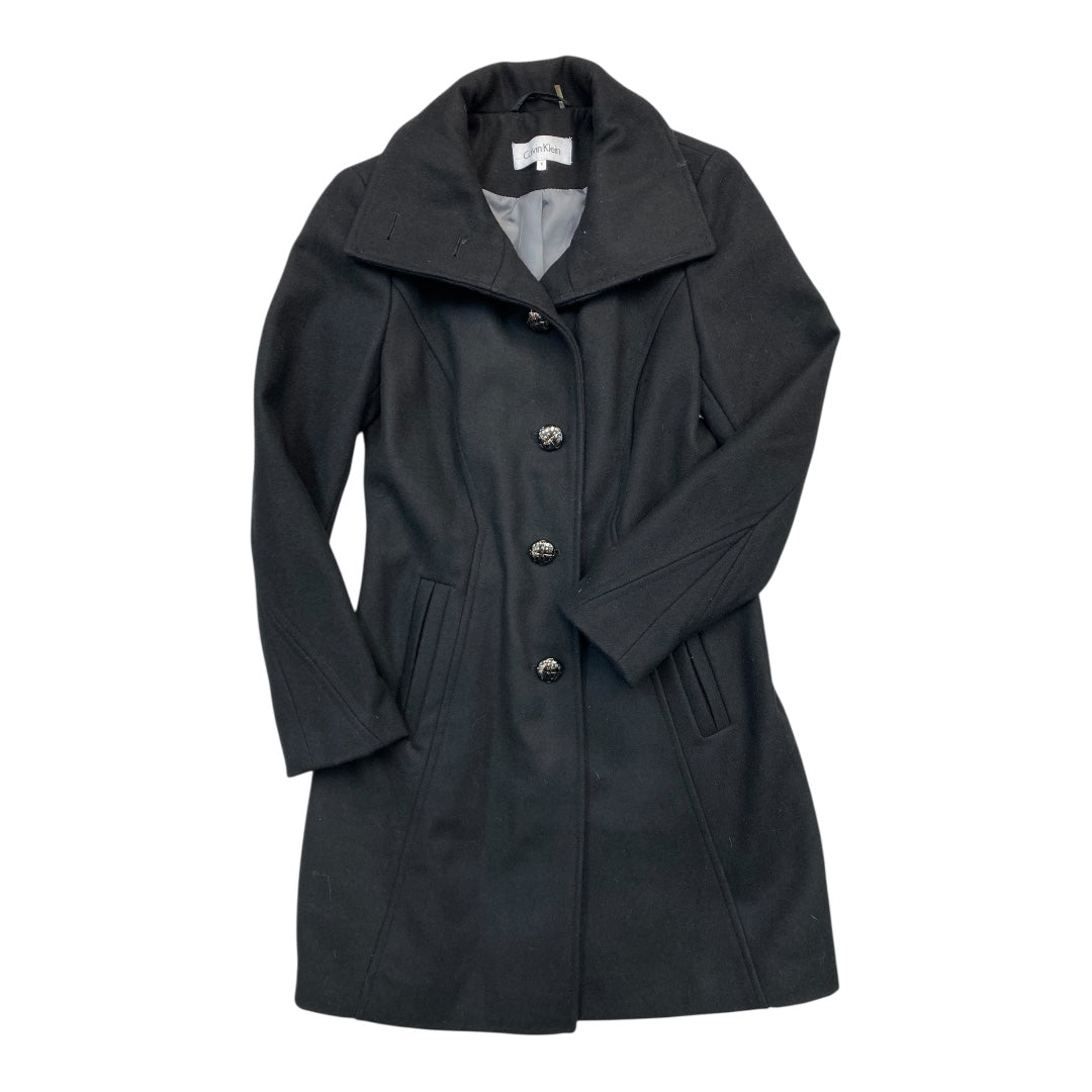 Coat Peacoat By Calvin Klein In Black, Size:6
