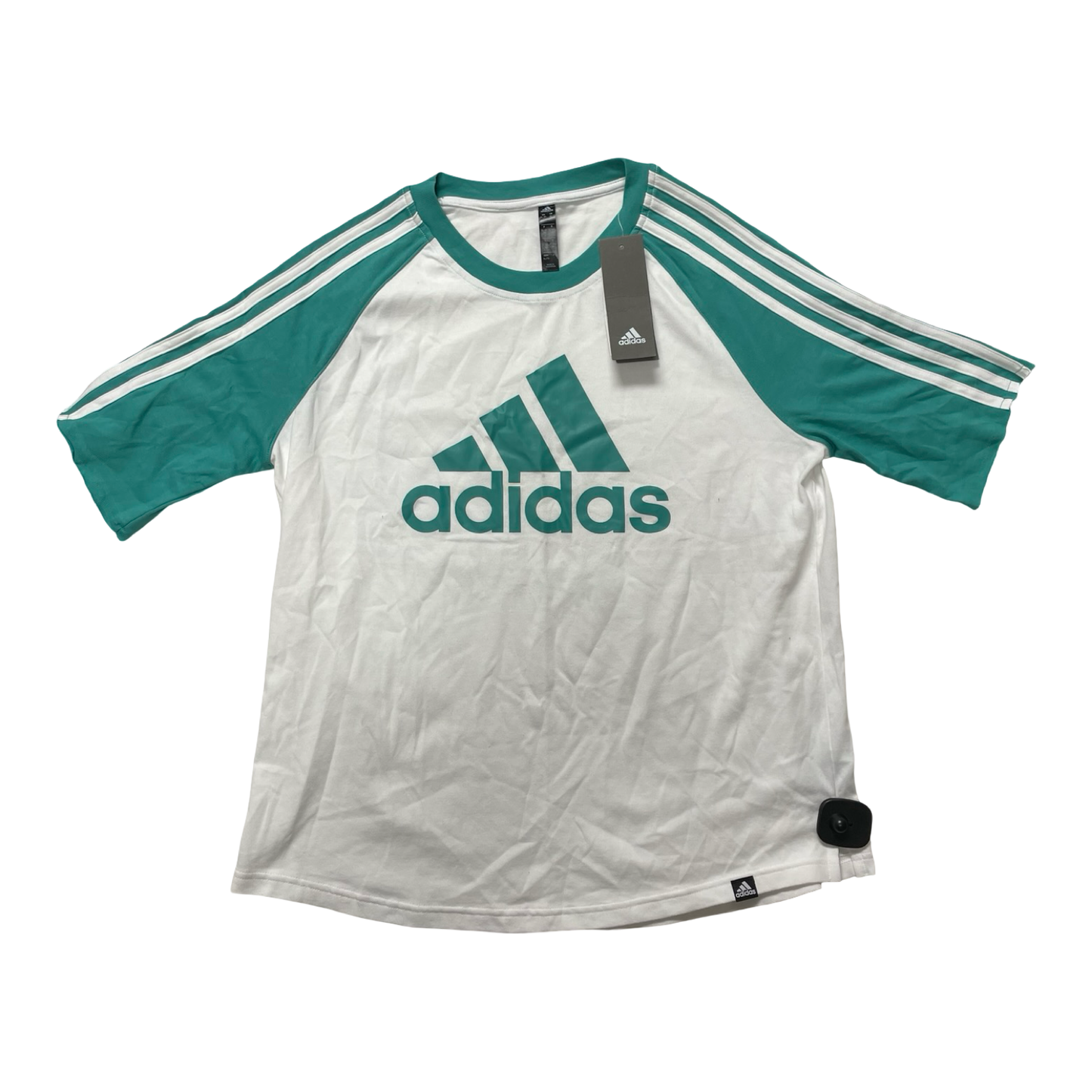 Athletic Top Ss By Adidas In Green & White, Size:Xl