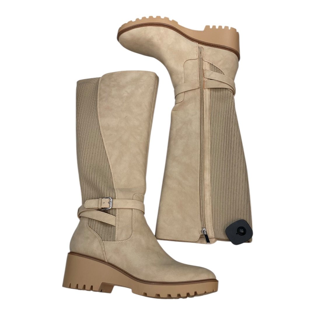 Boots Knee Heels By Soda In Tan, Size:11