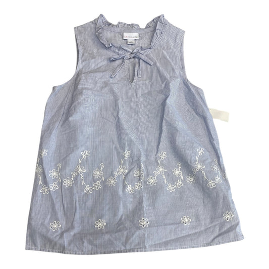 Top Sleeveless By Liz Claiborne In Blue & White, Size:S