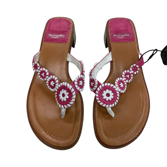 Sandals Heels Block By Montego Bay In Pink & White, Size:7.5
