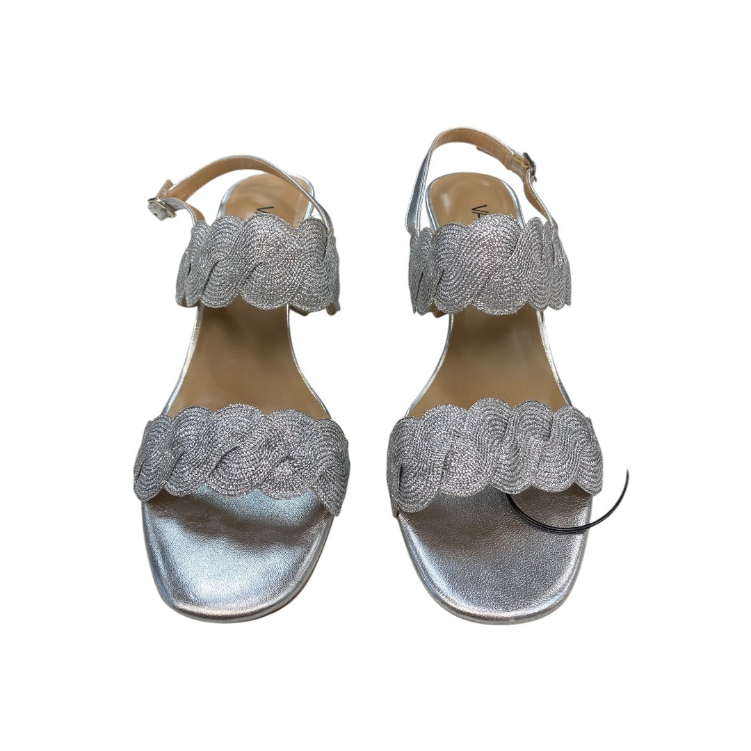 Sandals Heels Kitten By Vaneli In Silver, Size:8.5