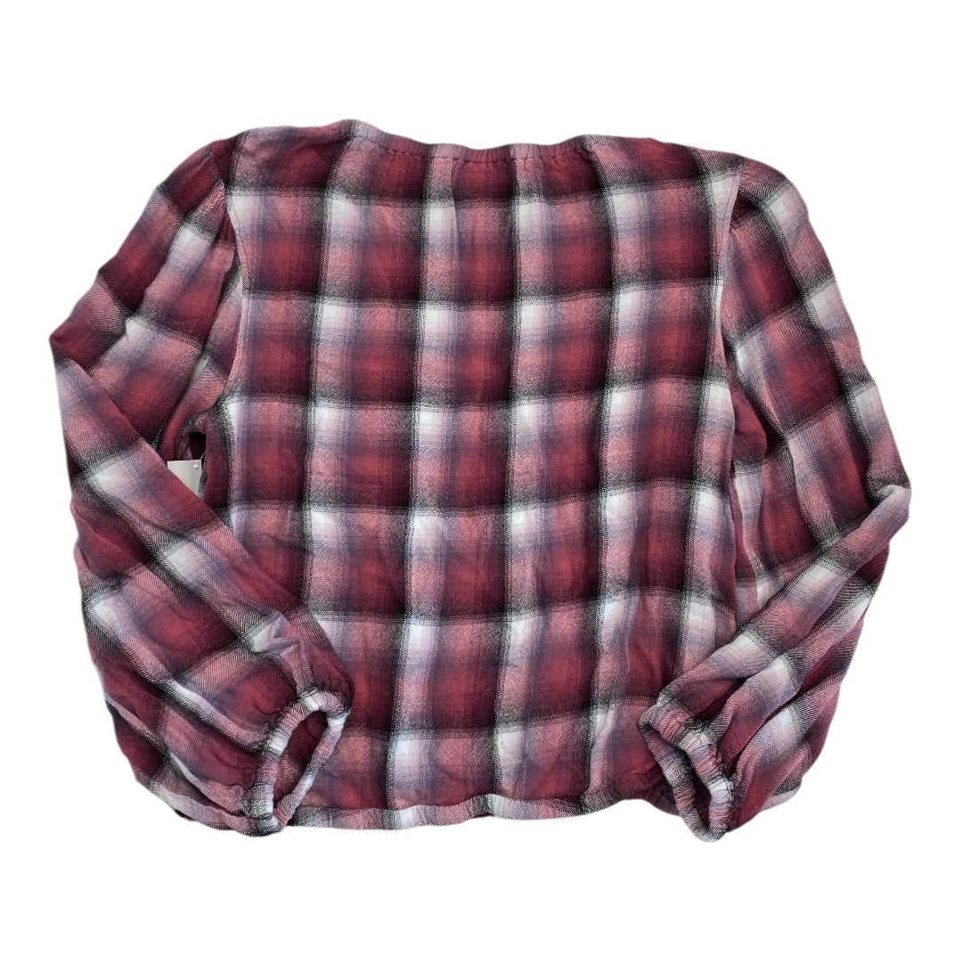 Top Ls By Cloth & Stone In Plaid Pattern, Size:M