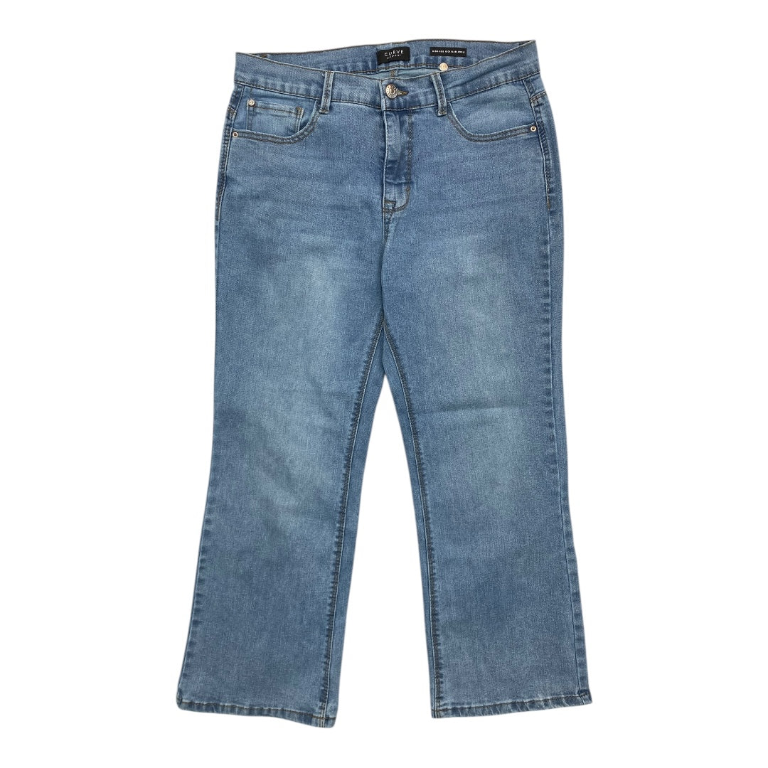 Jeans Flared By Curve Appeal In Blue Denim, Size:10