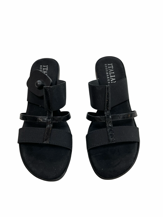 Sandals Heels Block By Italian Shoemakers In Black, Size:9
