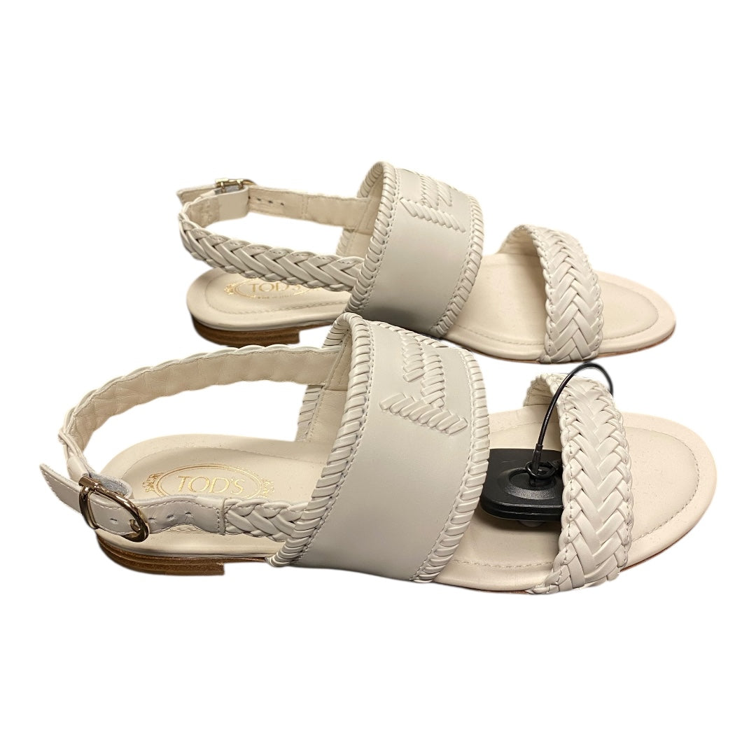 Sandals Luxury Designer By Tods In White, Size:6.5