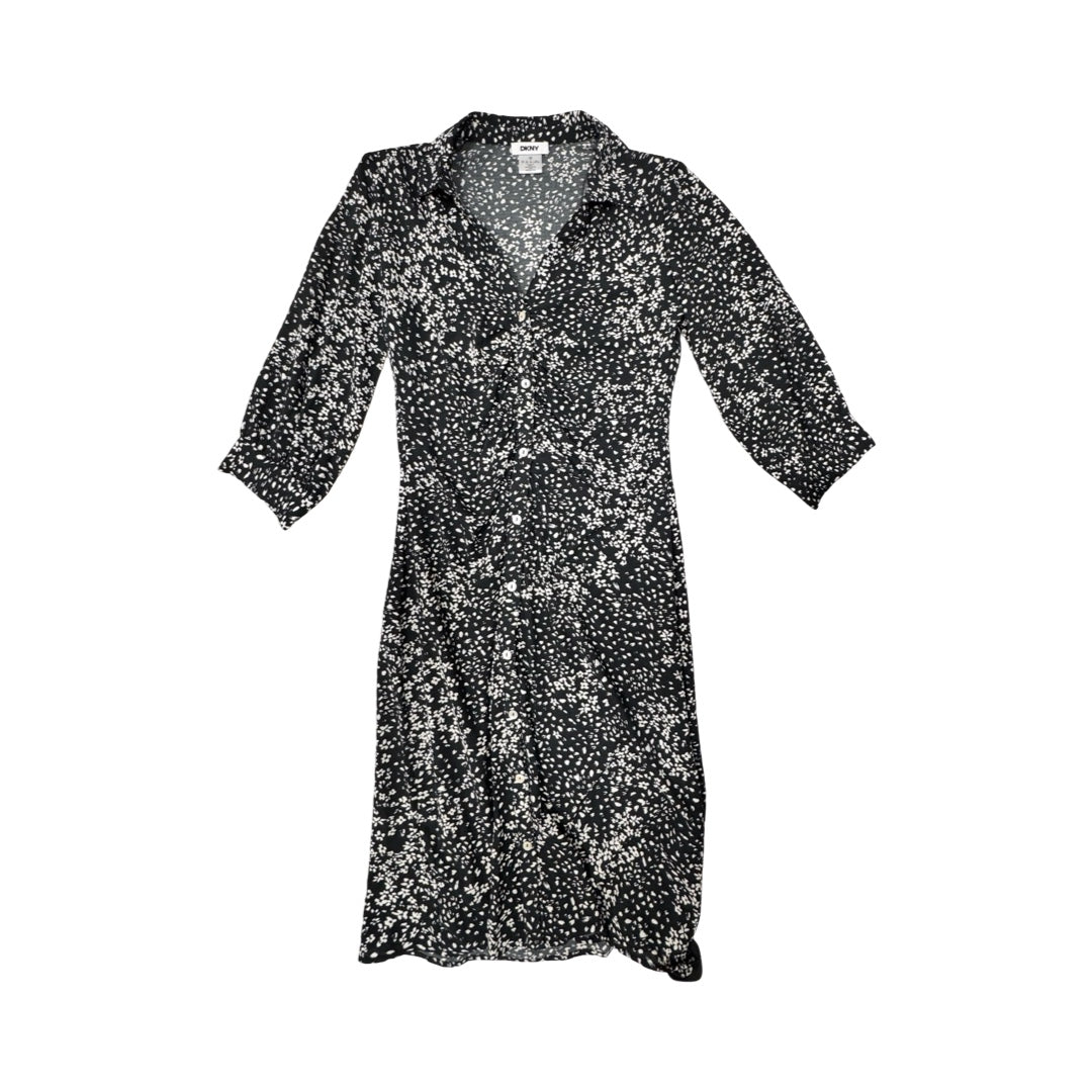 Dress Casual Midi By Dkny In Black & White, Size:8