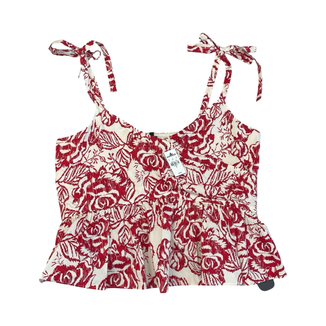 Top Sleeveless By Express In Red & White, Size:Xl