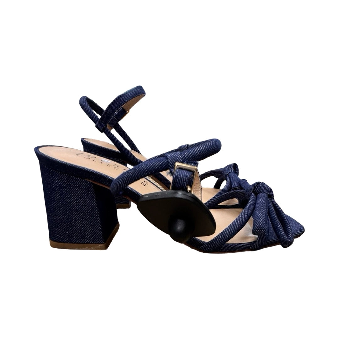 Sandals Heels Block By Journee In Blue, Size:6