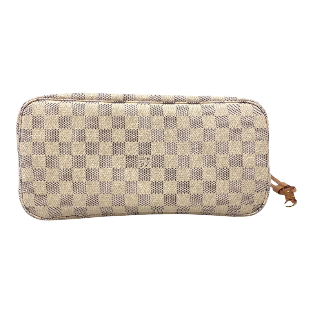 Handbag Luxury Designer By Louis Vuitton In Cream - DAMIER AZUR NEVERFULL MM, Size:Medium