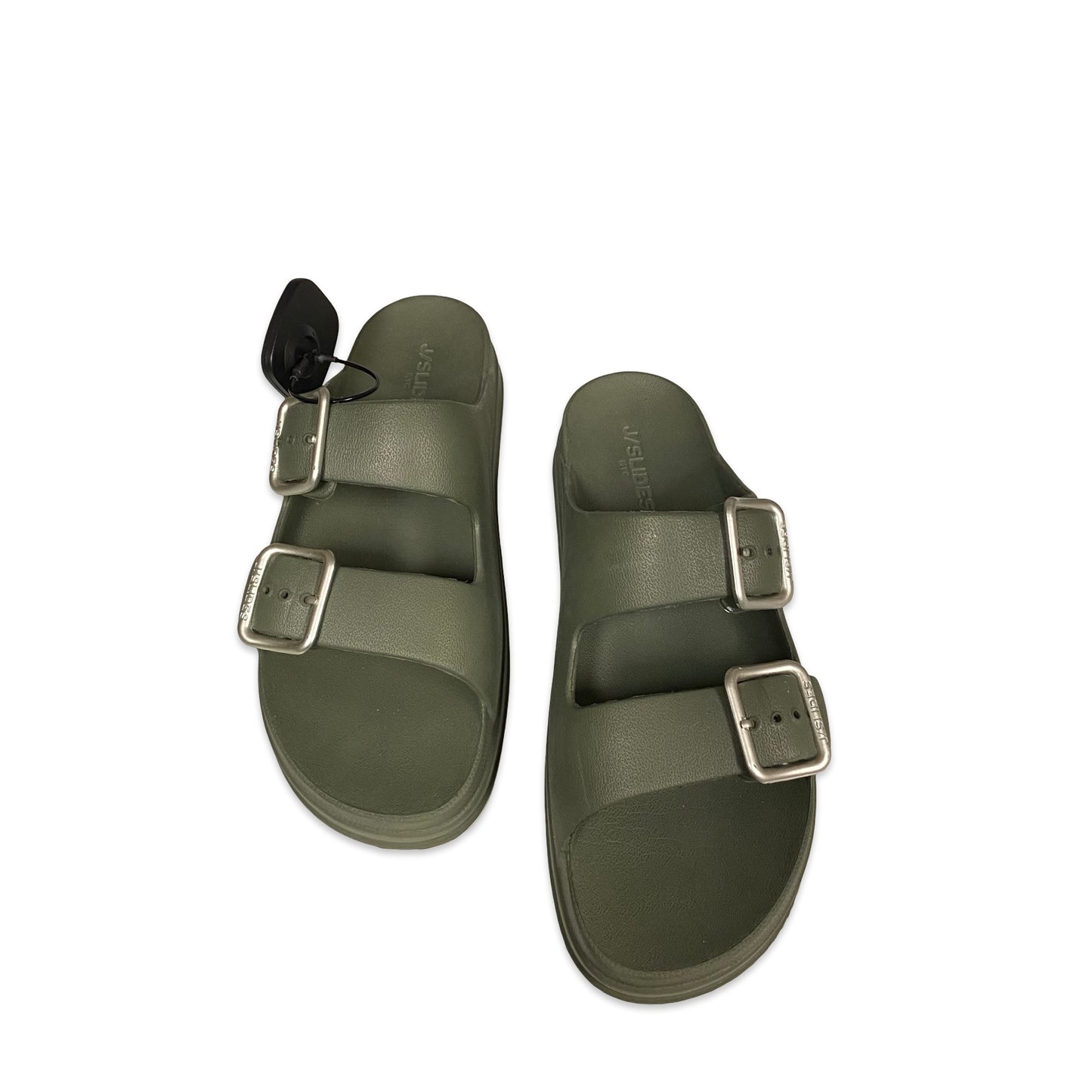 Sandals Heels Block By J Slides In Green, Size:8