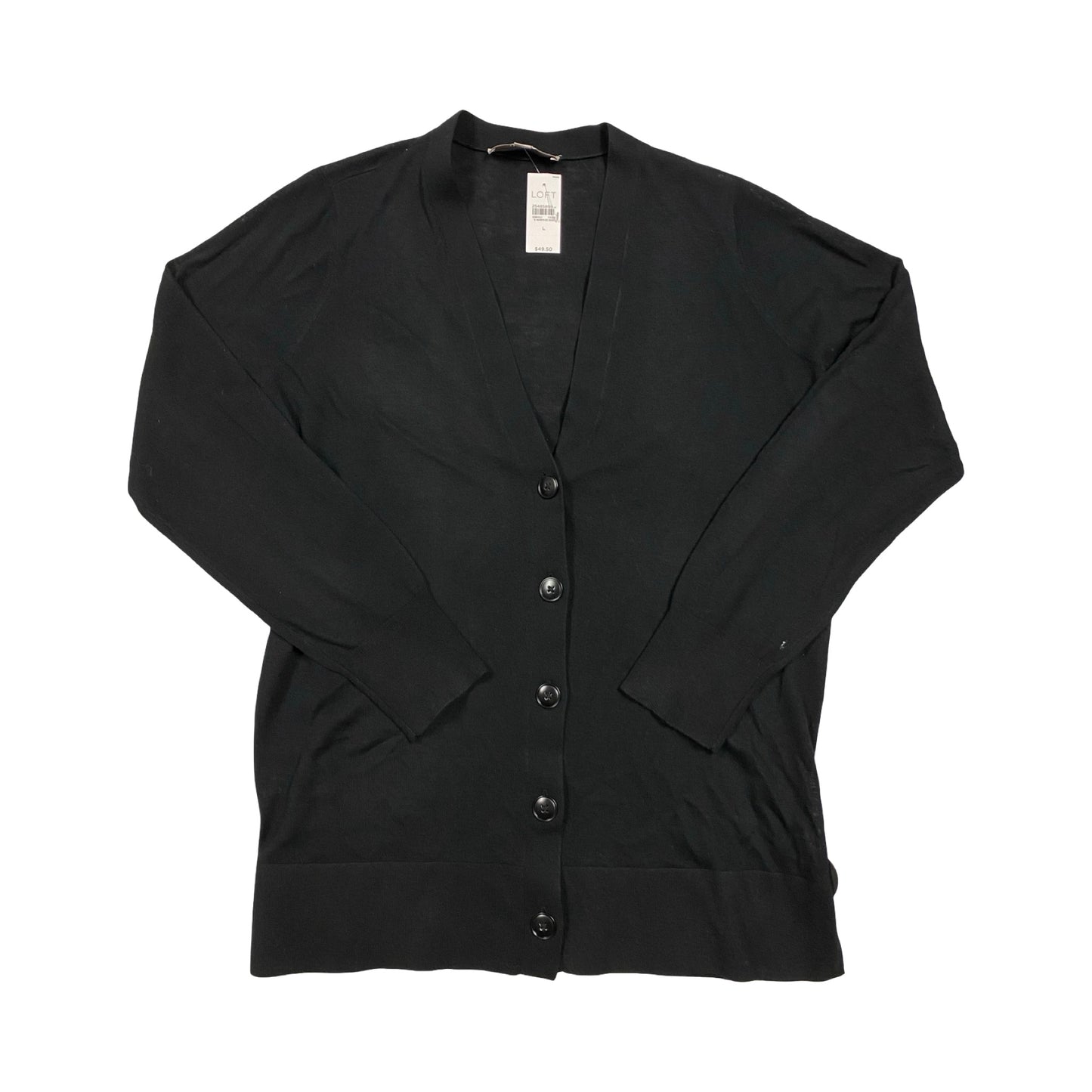 Sweater Cardigan By Loft In Black, Size:L