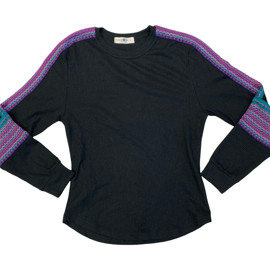 Top Ls By Natural Life In Black & Pink, Size:L