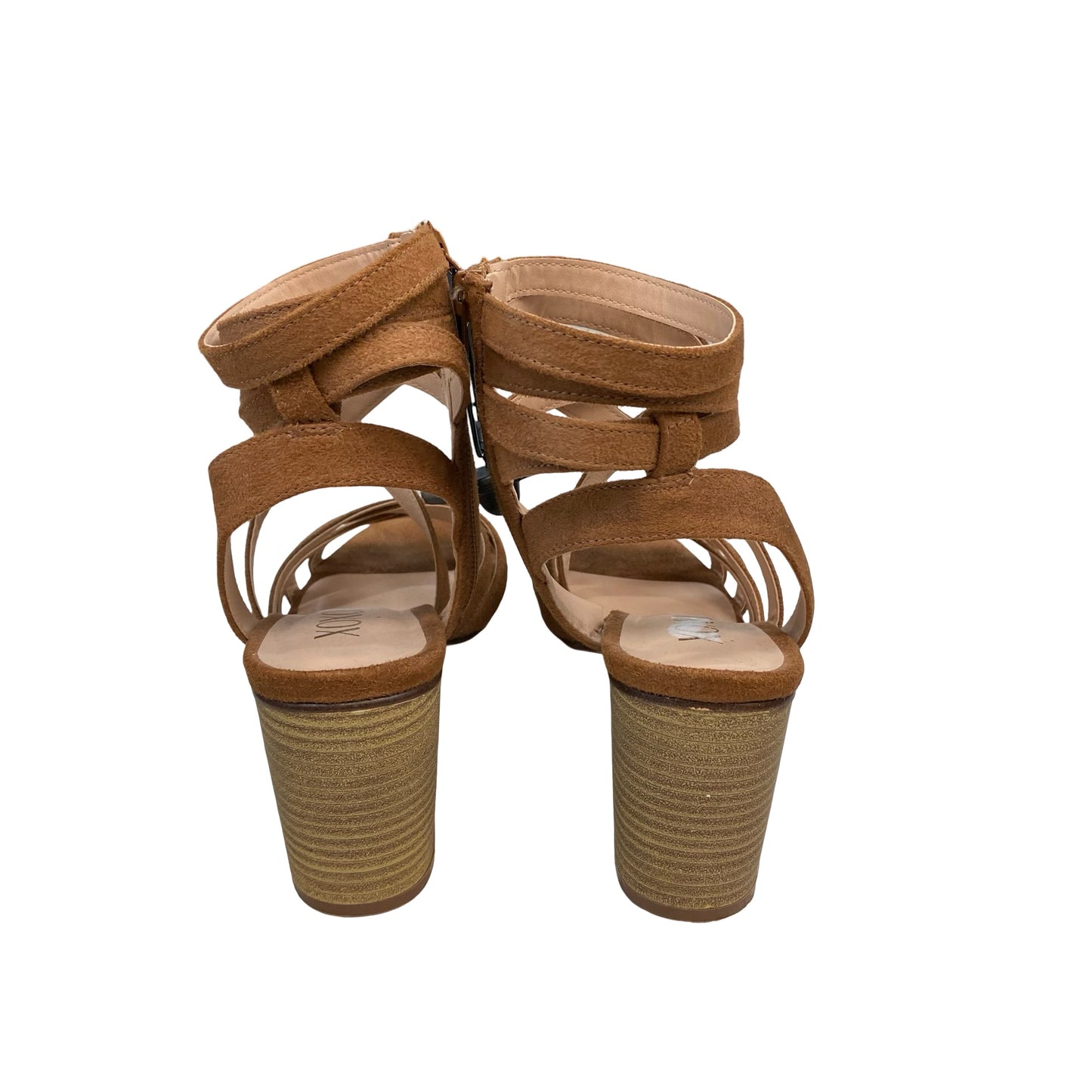 Sandals Heels Block By Xoxo In Brown, Size:7.5