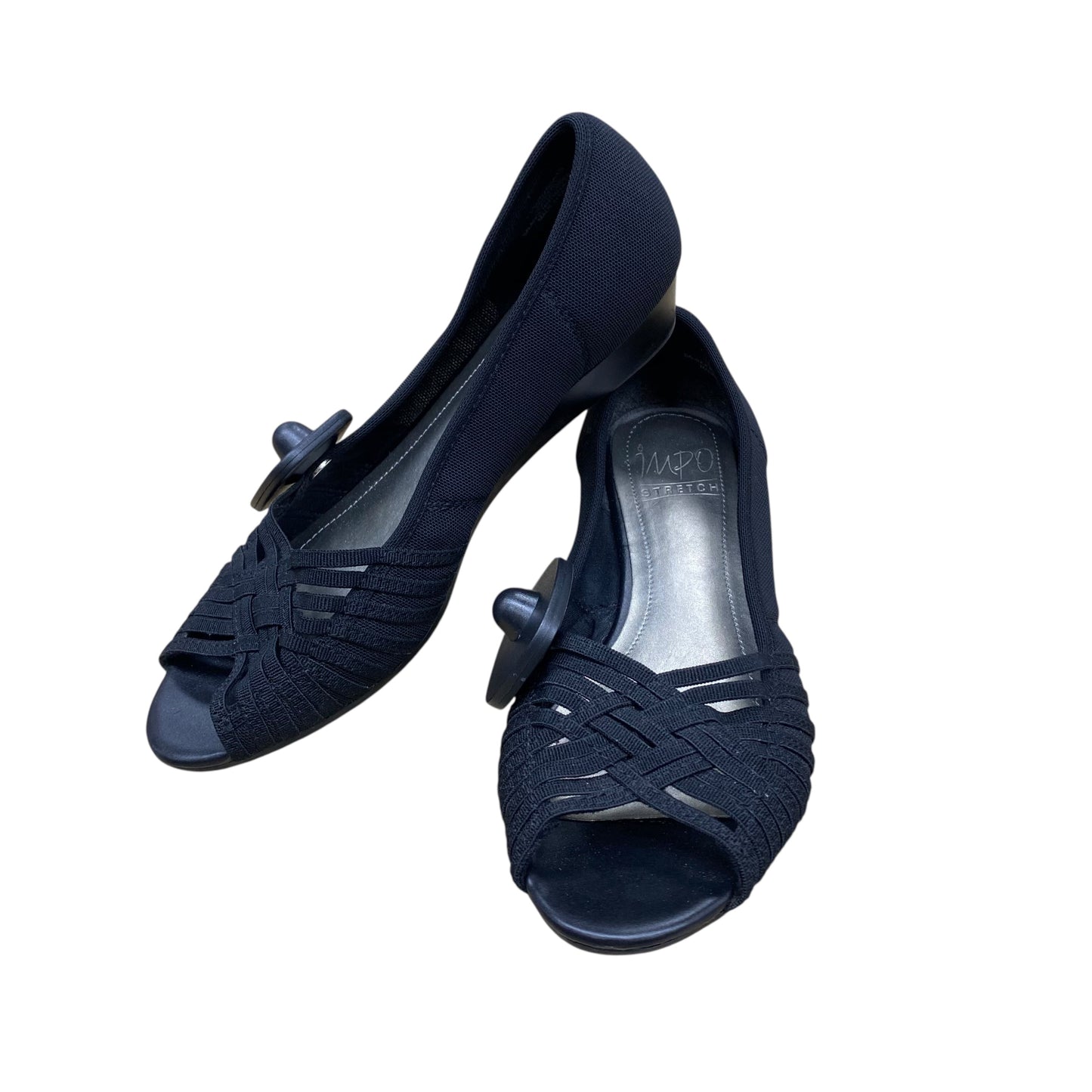 Sandals Heels Wedge By IMPO Stretch In Black, Size:7.5