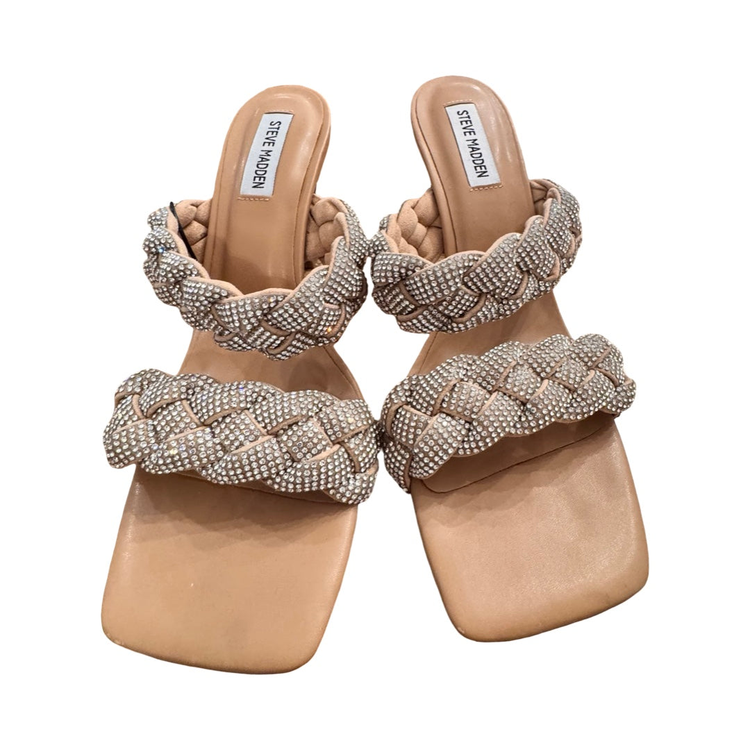 Sandals Heels Kitten By Steve Madden In Tan, Size:9.5