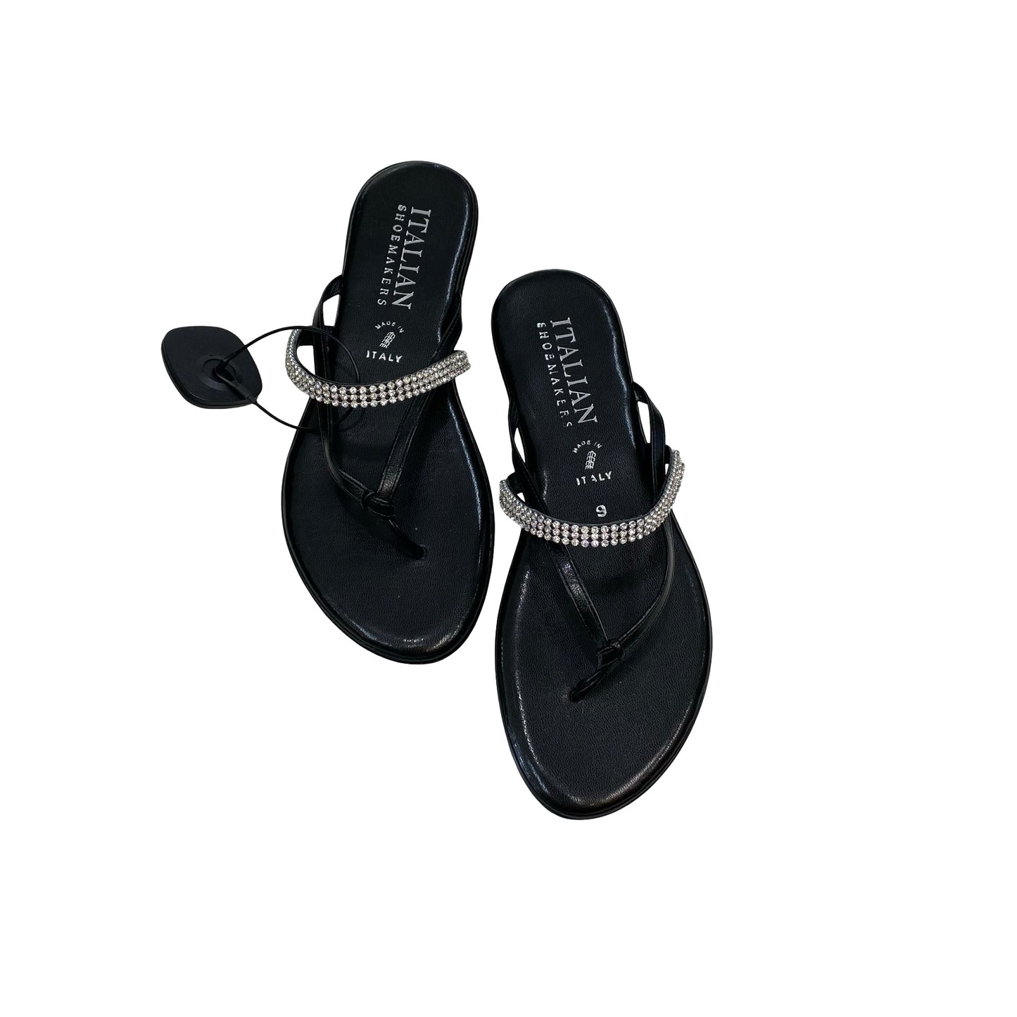 Sandals Flats By Italian Shoemakers In Black, Size:9