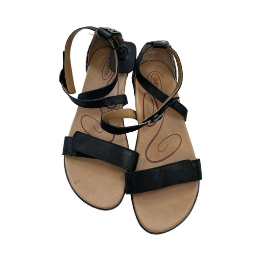 Sandals Flats By Aetrex In Black & Tan, Size:7