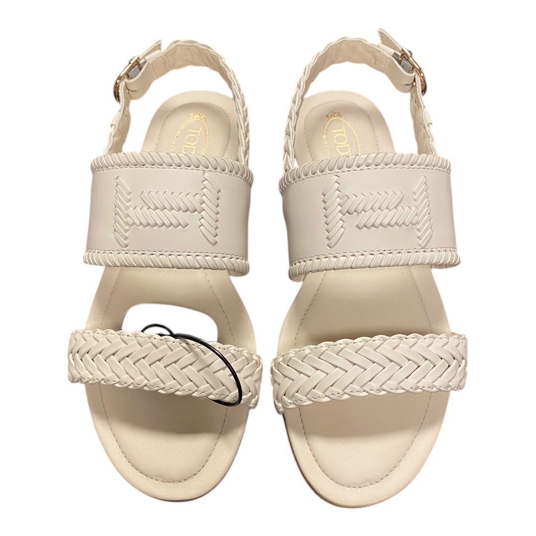 Sandals Luxury Designer By Tods In White, Size:6.5
