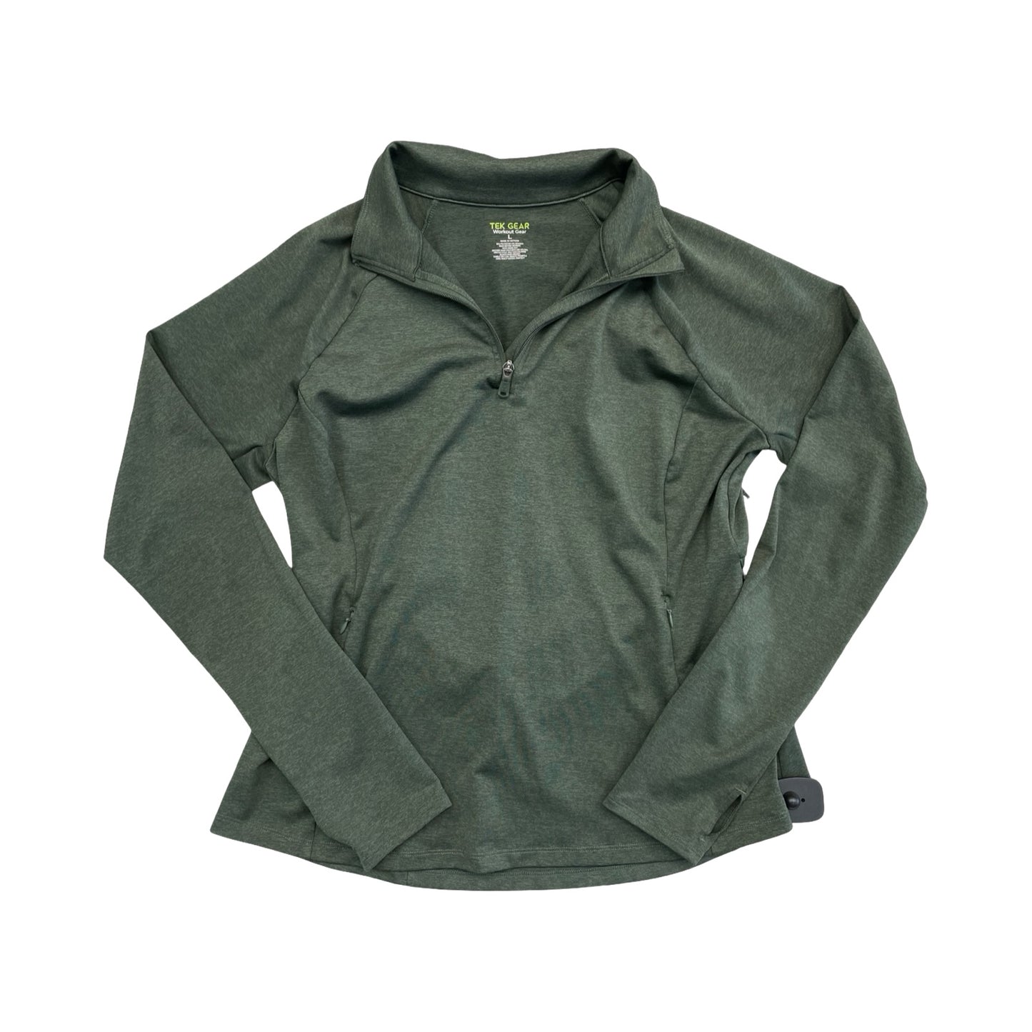 Athletic Top Ls Collar By Tek Gear In Green, Size:L