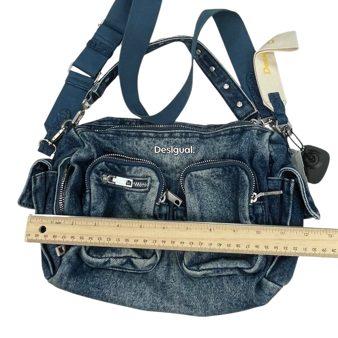 Handbag Designer By Desigual In Blue Denim, Size:Small