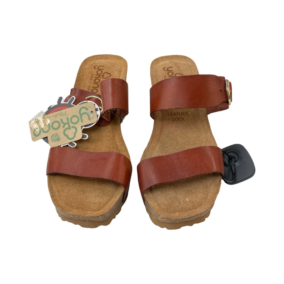 Sandals Heels Block By Cmc In Brown, Size:7.5