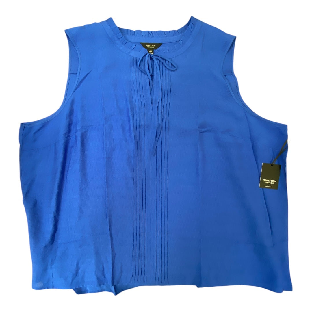 Top Sleeveless By Simply Vera In Blue, Size:4X