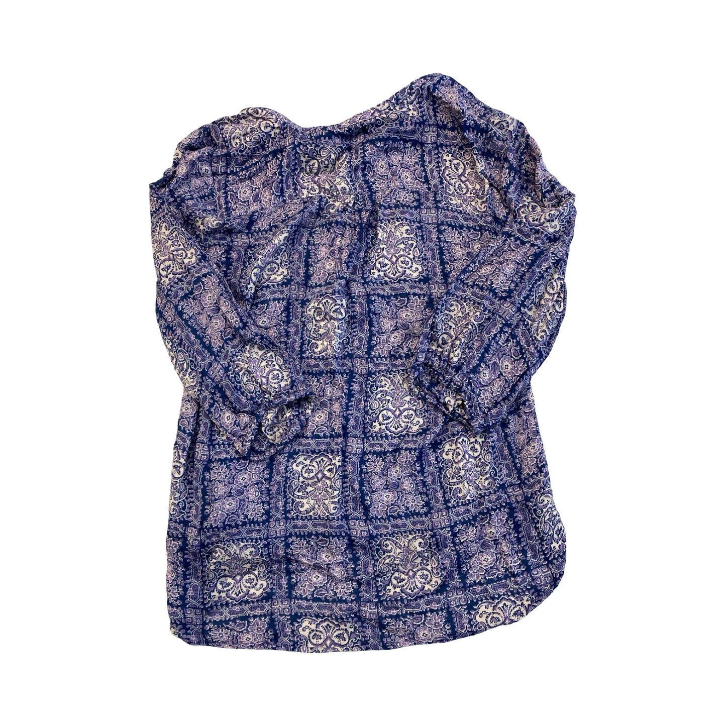 Top 3/4 Sleeve By Anthropologie In Blue & Purple, Size:L