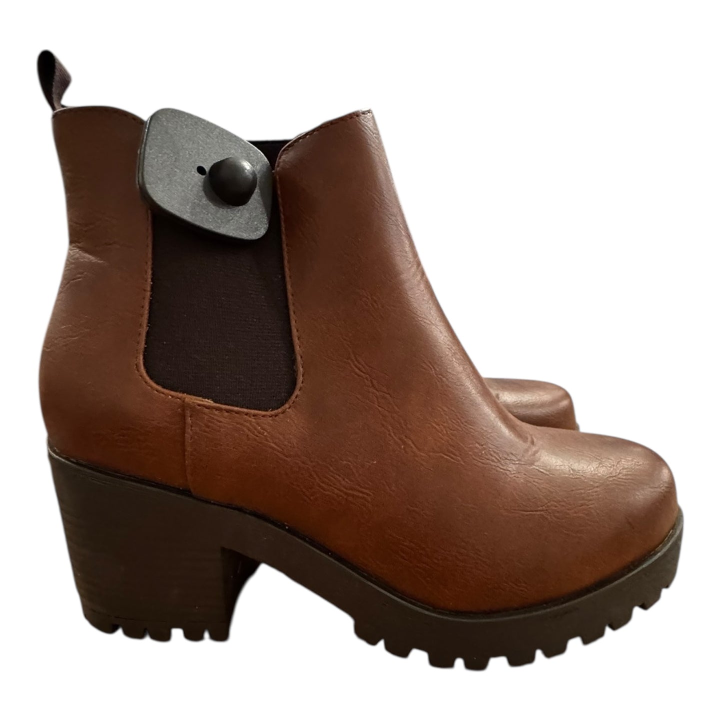 Boots Ankle Heels By Soda In Brown, Size:10