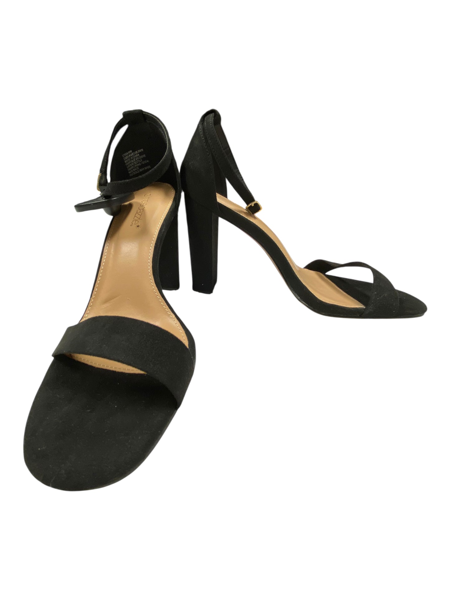 Sandals Heels Block By Shoedazzle In Black, Size:8