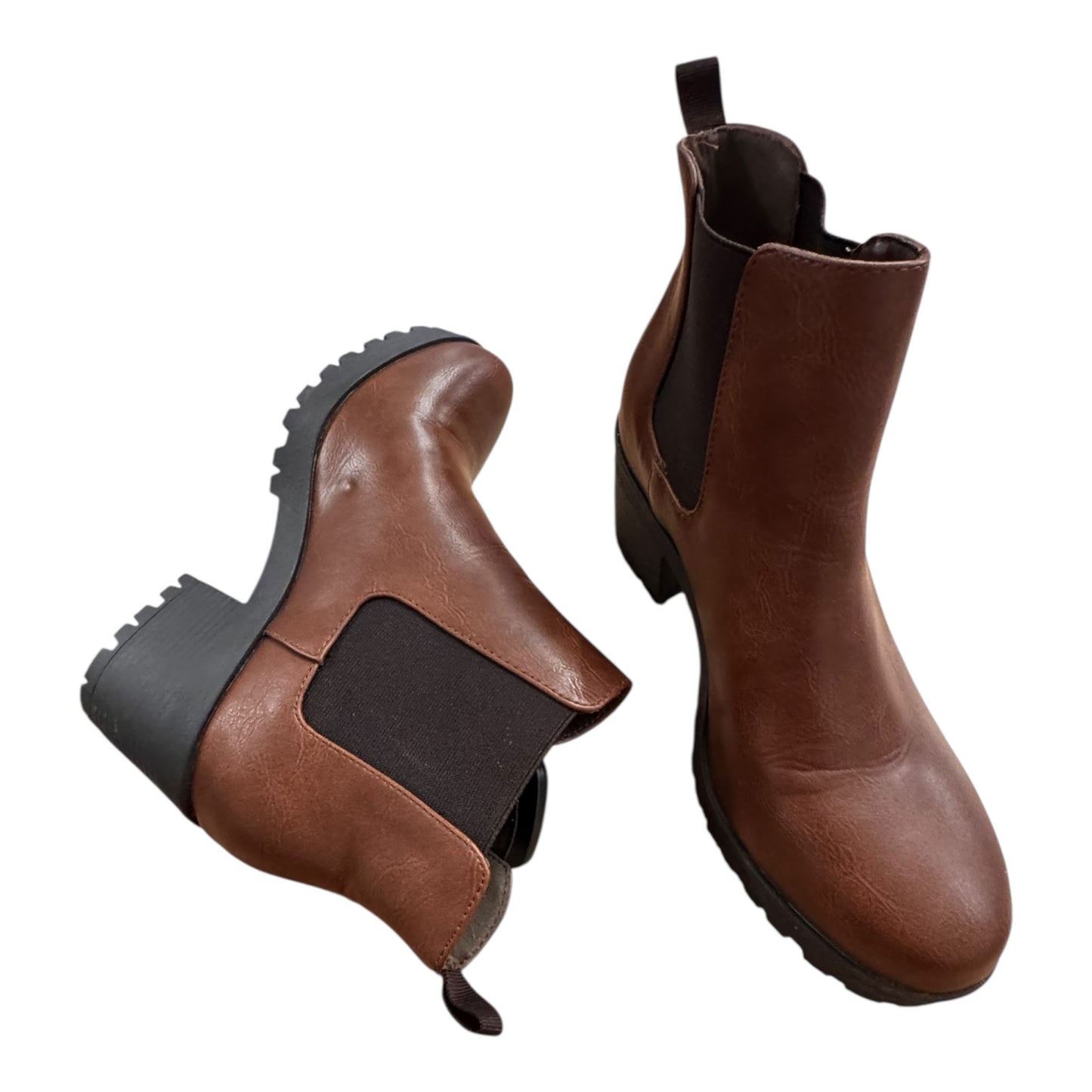 Boots Ankle Heels By Soda In Brown, Size:10