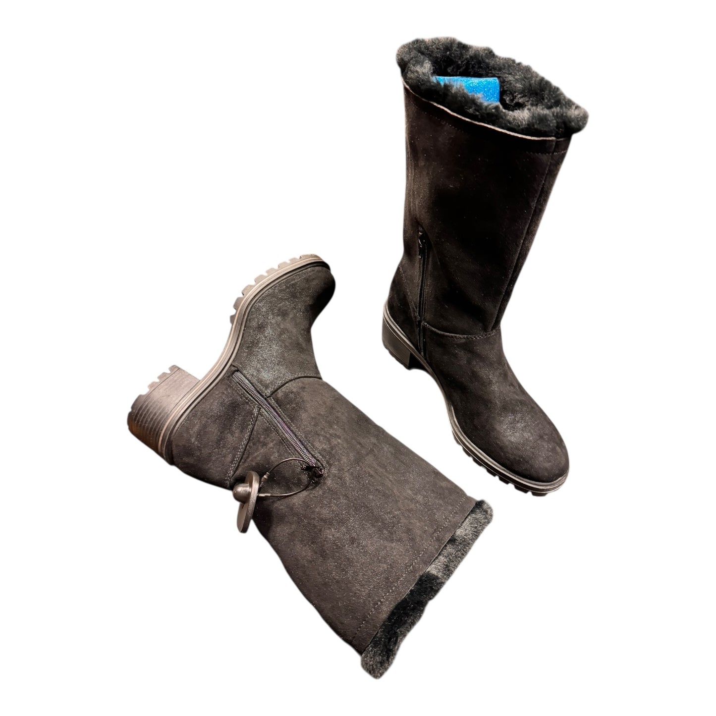 Boots Mid-Calf Heels By Kelly And Katie In Black, Size:9.5