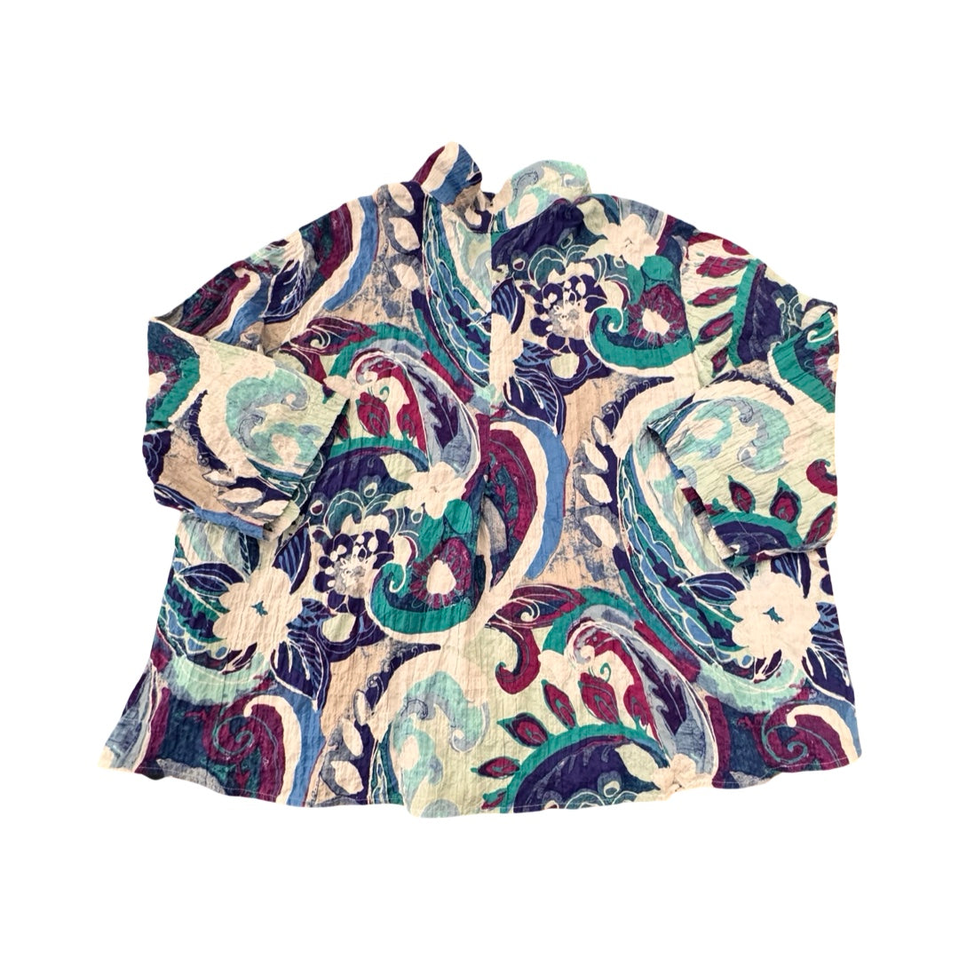 Top 3/4 Sleeve By Habitat In Multi, Size:1X