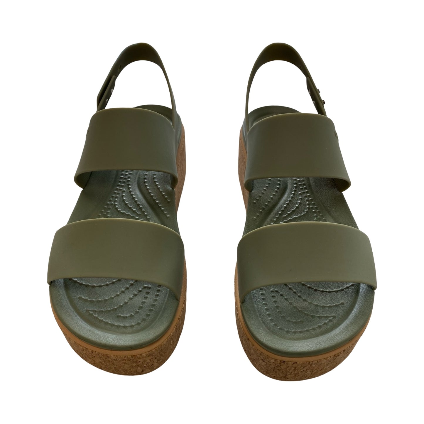 Sandals Heels Platform By Crocs In Green, Size:8