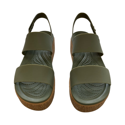 Sandals Heels Platform By Crocs In Green, Size:8