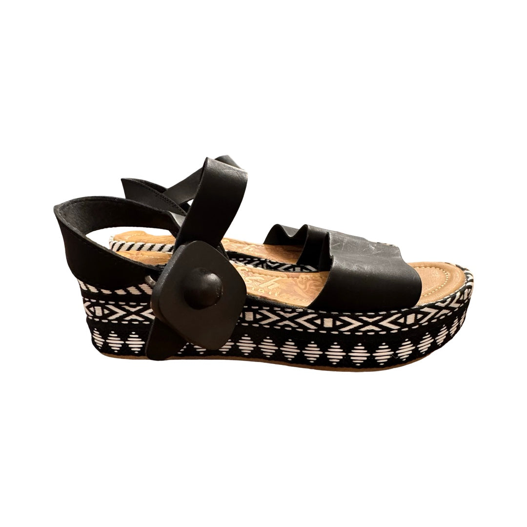 Sandals Heels Platform By Blowfish In Black & White, Size:8