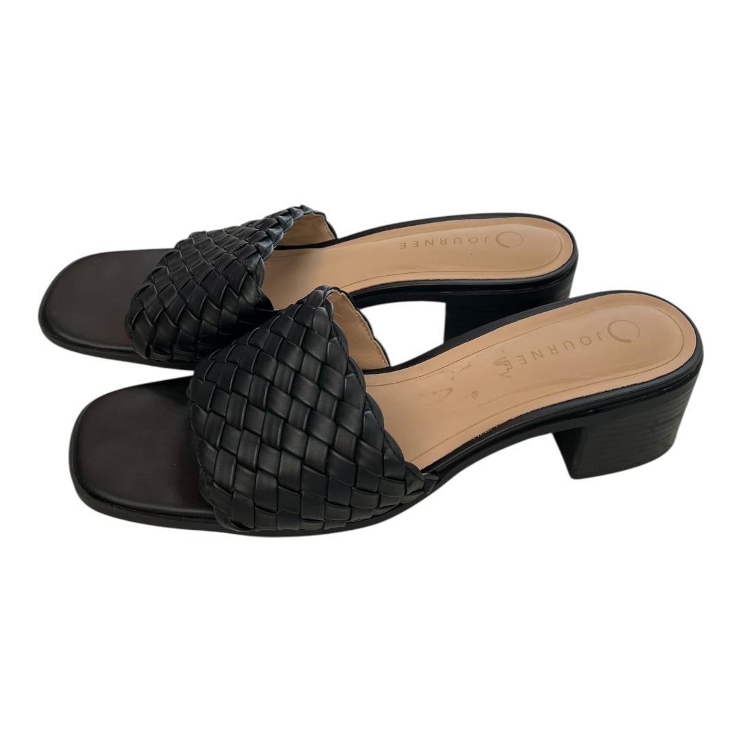 Sandals Heels Block By Journee In Black, Size:12