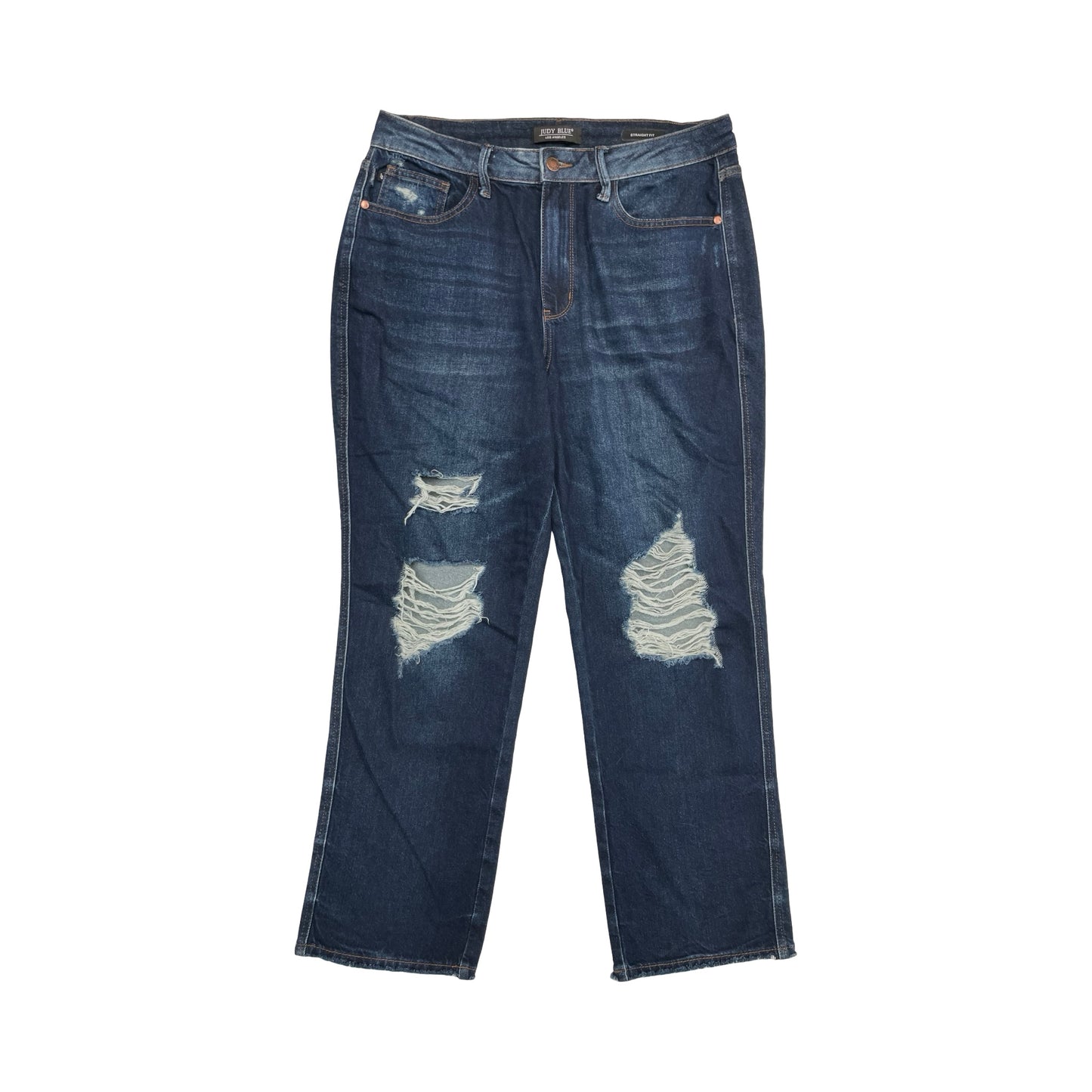 Jeans Straight By Judy Blue In Blue Denim, Size:14